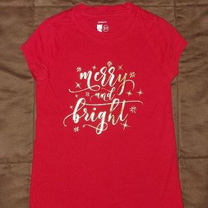 Red shirt with homemade Christmas design, 2-3T